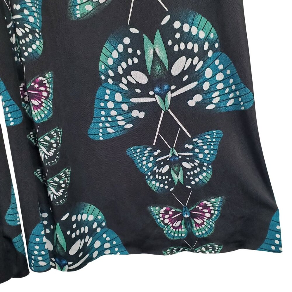 Yelete Leg Wear Sz S Pants High Foldover Waist Butterfly Print Wide Flowy Stretc - Picture 8 of 10